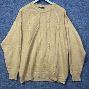 Barneys New York Cable-Knit Sweater Men's Yellow Tan Pure Cashmere Italian Made